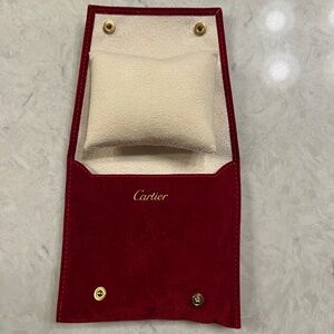 Cartier red suede/microfiber travel pouch, brand new